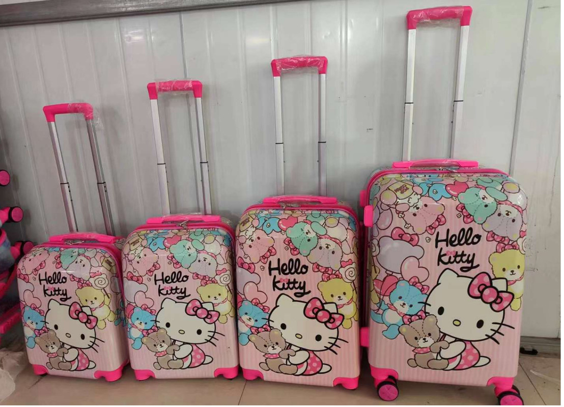 Różowa walizka Kt z rękojeścią koła obrotowego lekkie jednorożce przenoszenie bagażu dla dziewcząt dzieci Hello Kitties