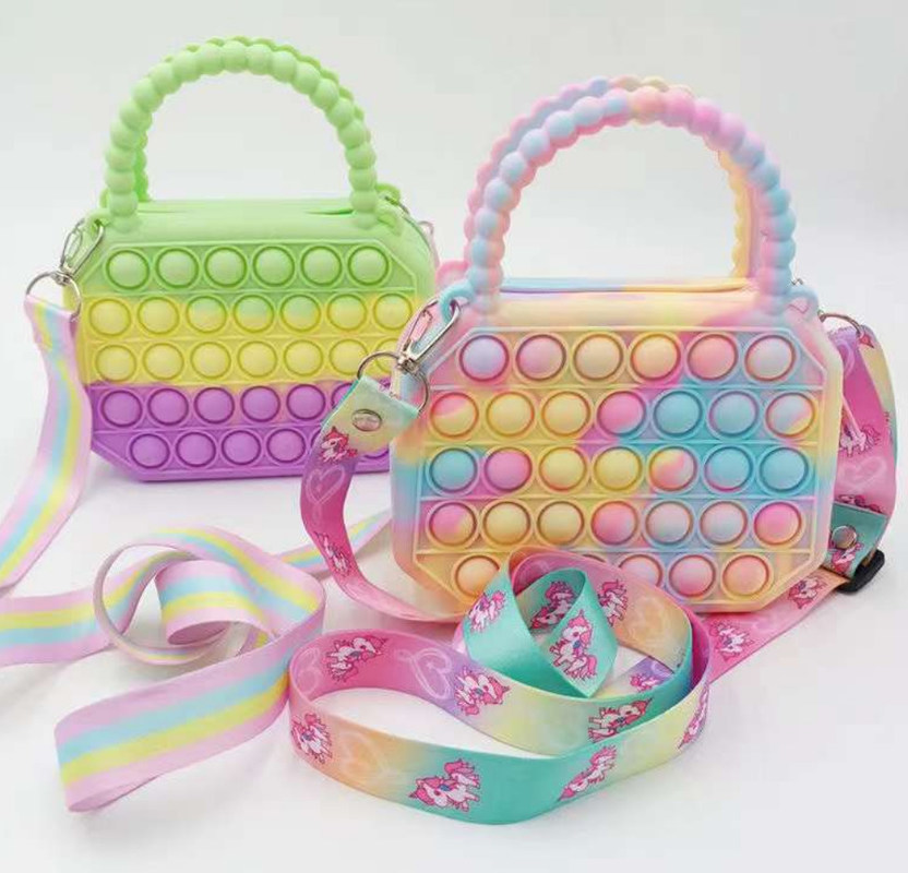 Pop Fidget Zabawki Silikonowe Push Bubble Crossbody Torba zmysłowa łagodnik stresu Dorośli Dzieci Torba ręczna Moneta Torba torebka prezenty