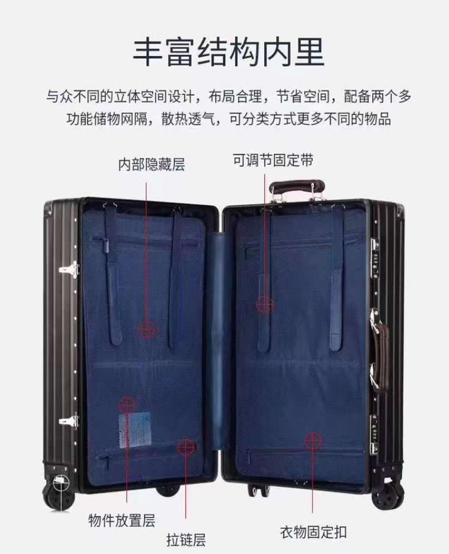 Guangzhou Supplier'S Unisex Aluminium Magnesium Alloy Walizka duża bagaż z metalowym uchwytem i pojemnikiem dostaw