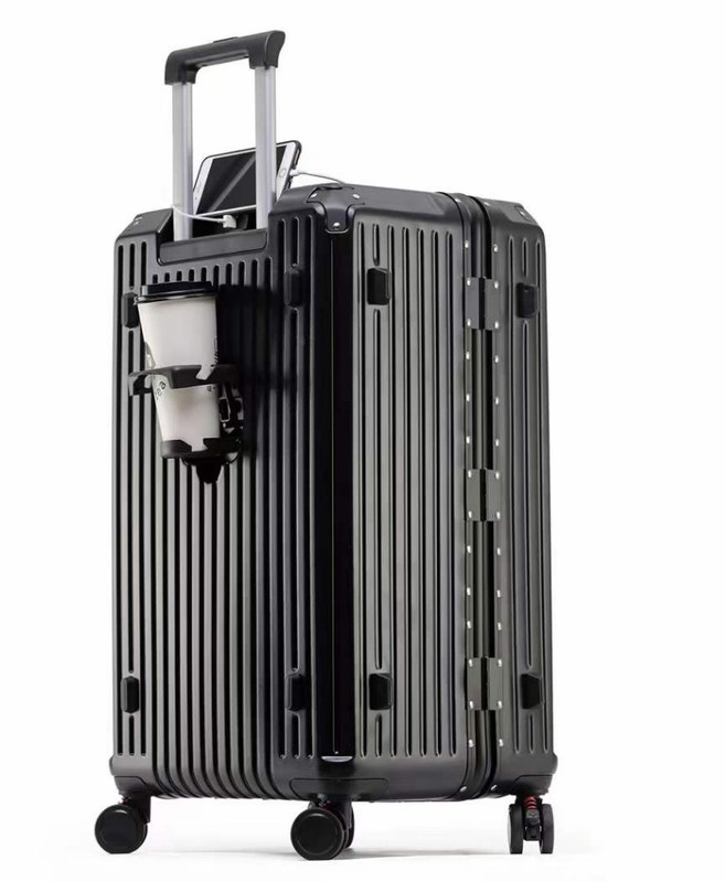 Nowy przyjście Vintage Wielofunkcyjny Abs Aluminiowy Bagaż Twarda Strona Koferek Pojazd Bagaż Walizka z uchwytem do kubka