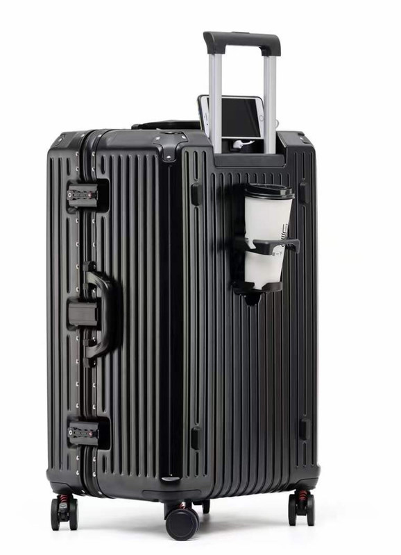 Nowy przyjście Vintage Wielofunkcyjny Abs Aluminiowy Bagaż Twarda Strona Koferek Pojazd Bagaż Walizka z uchwytem do kubka